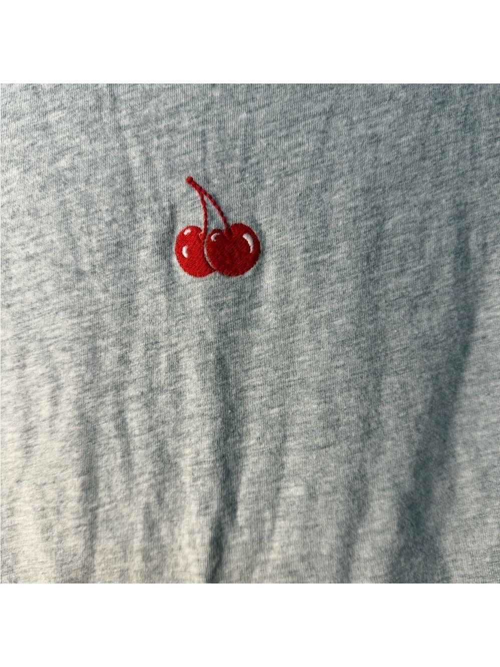 aerie Gray Tee with Red Cherry Graphic - Women's Short Sleeve size XXL - Picture 3 of 6